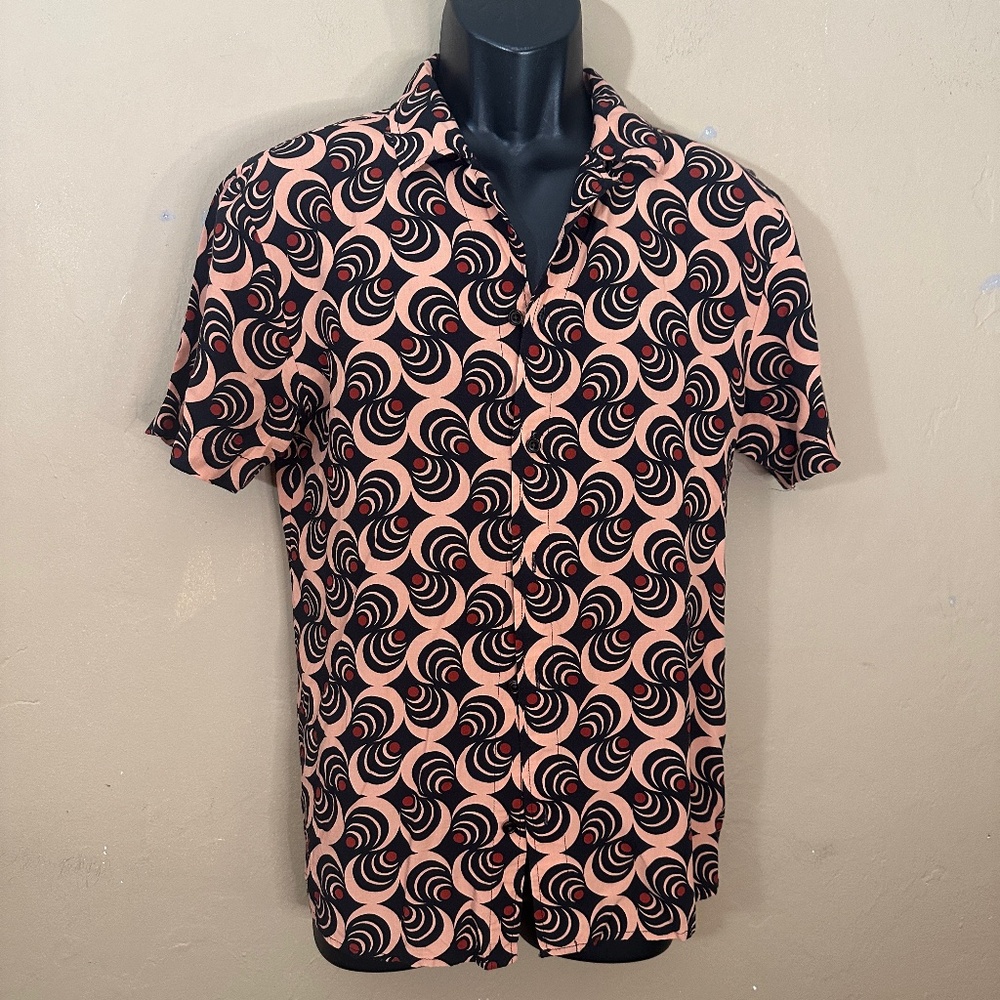 Scotch & Soda Black and Pink Patterned Casual Button Down Shirt